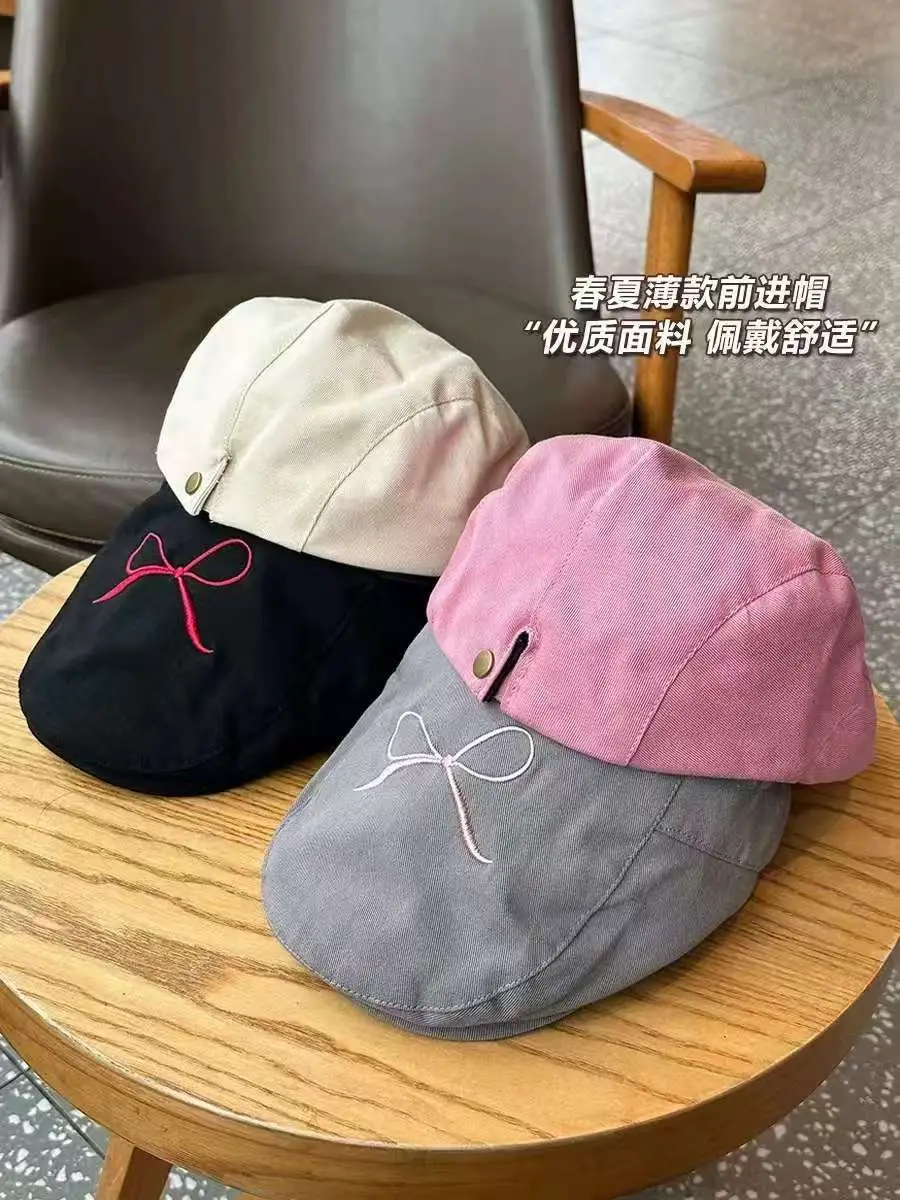 Women's American Style Bowknot Denim Cap Lightweight Summer Duckbill — feature 2