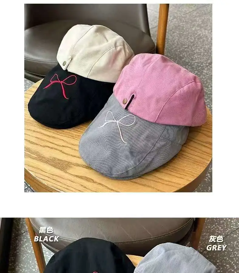 Women's American Style Bowknot Denim Cap Lightweight Summer Duckbill — feature 4