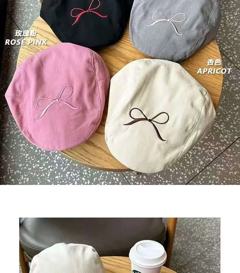 Women's American Style Bowknot Denim Cap Lightweight Summer Duckbill — feature 5