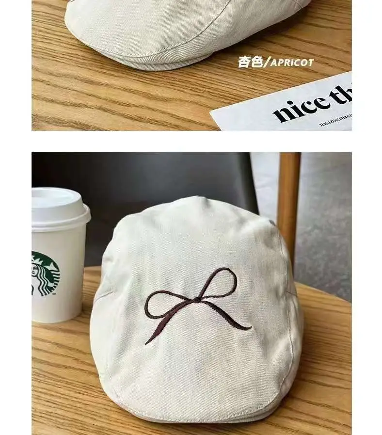 Women's American Style Bowknot Denim Cap Lightweight Summer Duckbill — feature 6