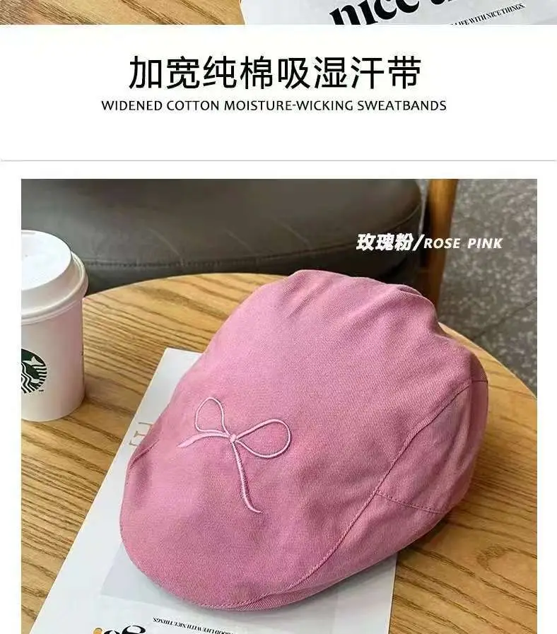 Women's American Style Bowknot Denim Cap Lightweight Summer Duckbill — feature 7