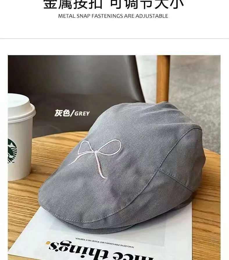 Women's American Style Bowknot Denim Cap Lightweight Summer Duckbill — feature 9