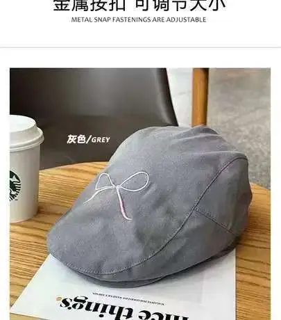 Women's American Style Bowknot Denim Cap Lightweight Summer Duckbill - Image 2