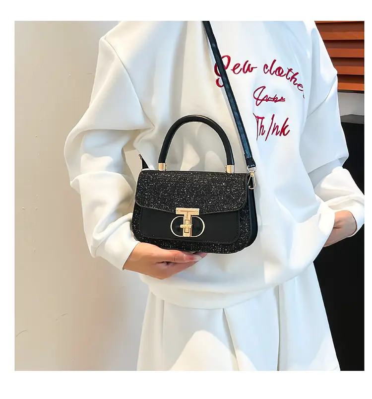 Black Sequin Shoulder Bag for Women 2025 Spring — feature 14