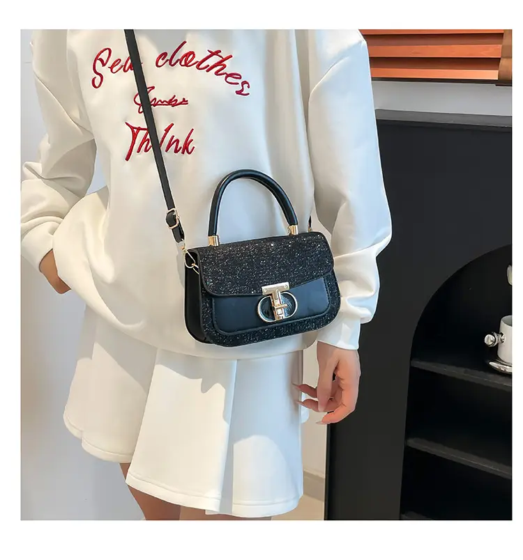 Black Sequin Shoulder Bag for Women 2025 Spring — feature 16