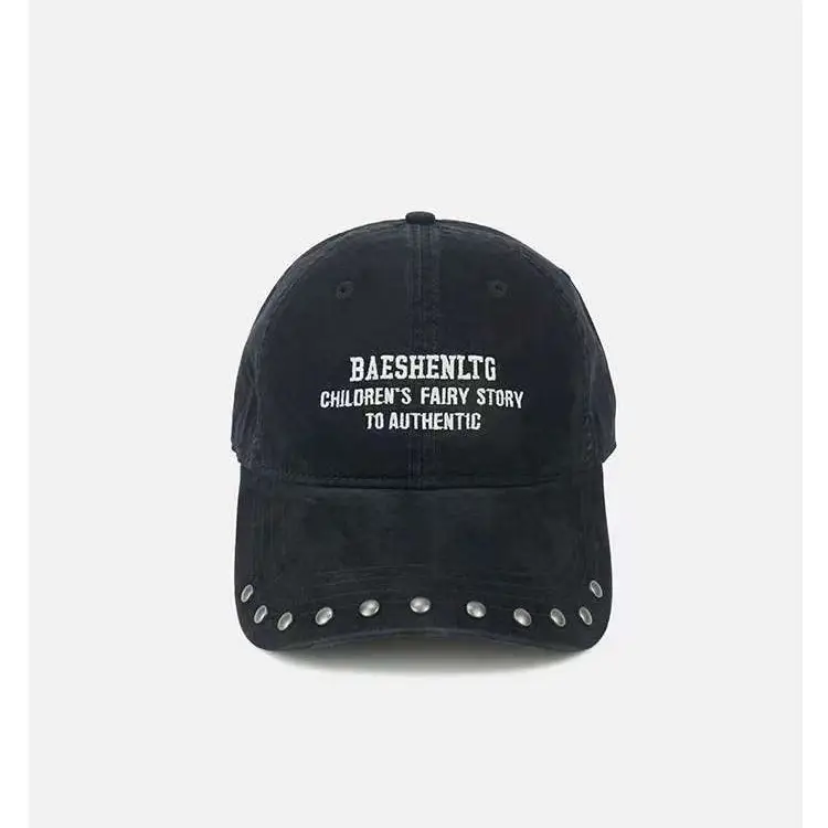 Black Rivet Cap with Widened Brim for Men - Image 5