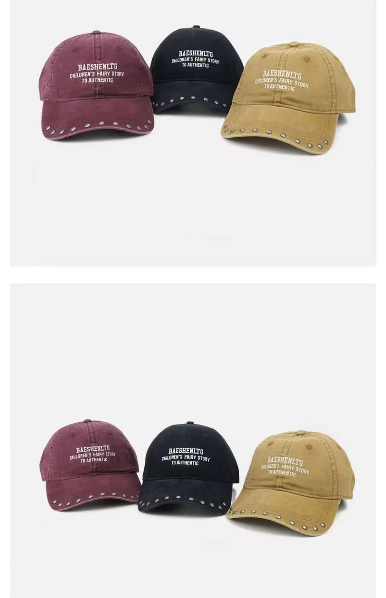 Black Rivet Cap with Widened Brim for Men — feature 3