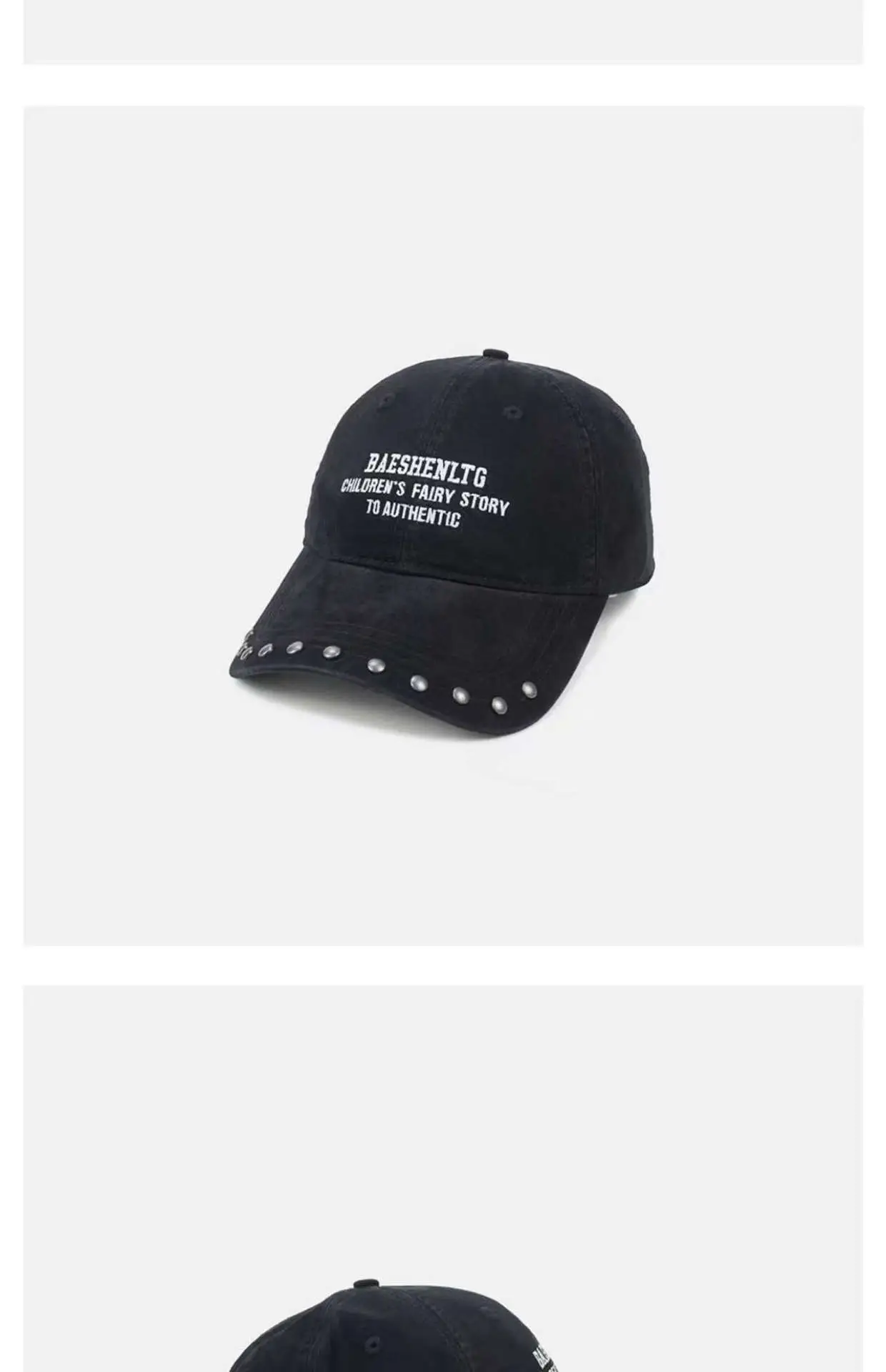 Black Rivet Cap with Widened Brim for Men — feature 7