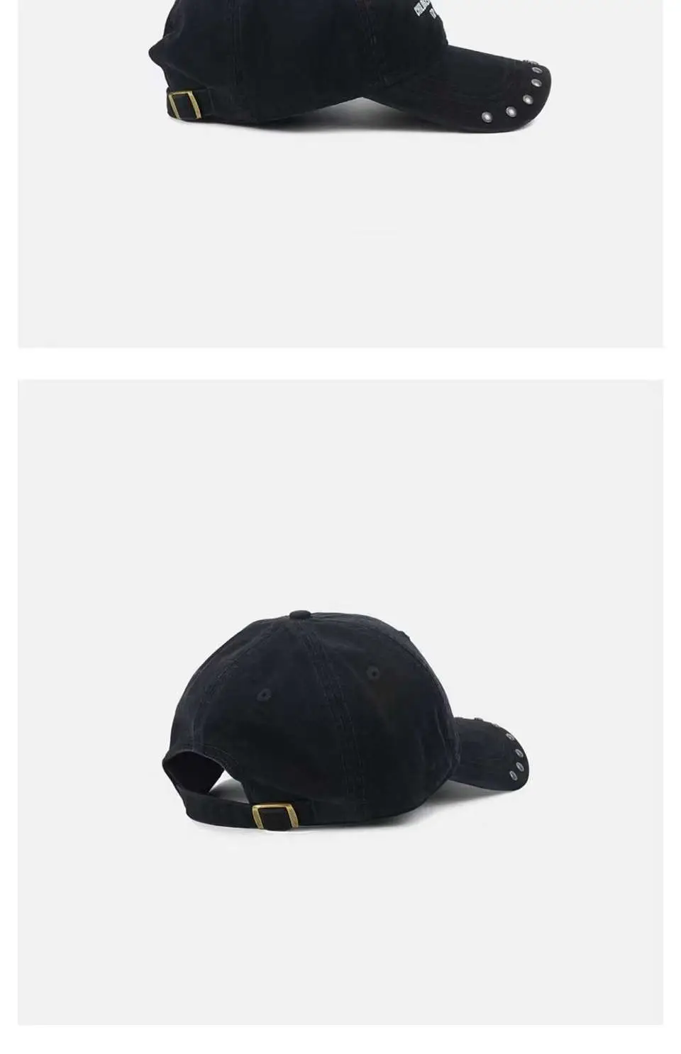 Black Rivet Cap with Widened Brim for Men — feature 8