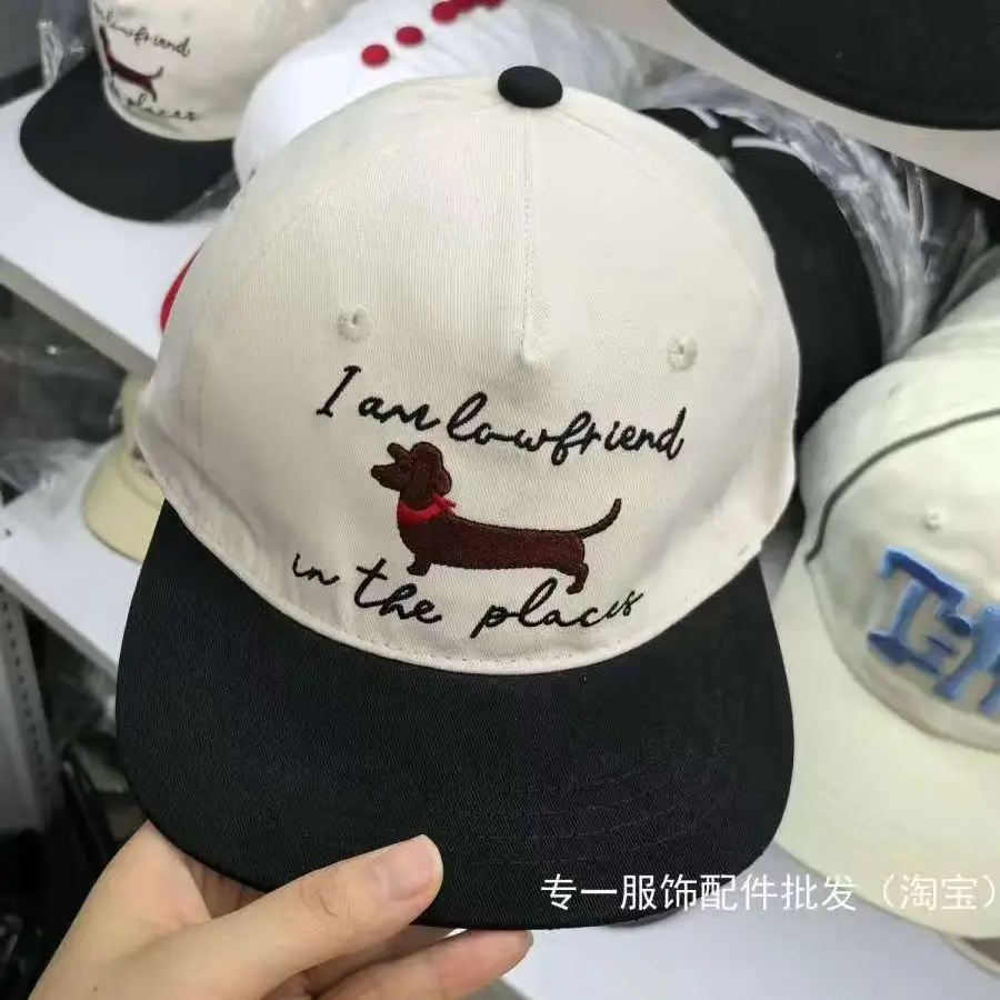 Japanese-Style Dachshund Cap for Women Spring Autumn Hip Hop Color Blocked
