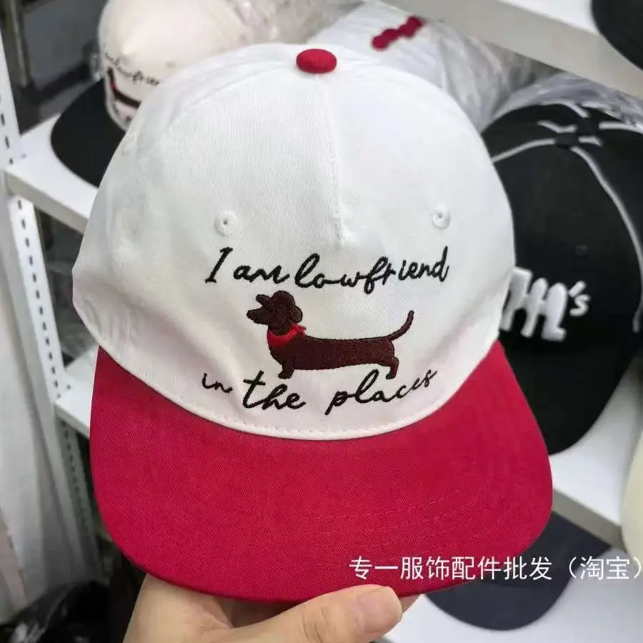 Japanese-Style Dachshund Cap for Women Spring Autumn Hip Hop Color Blocked