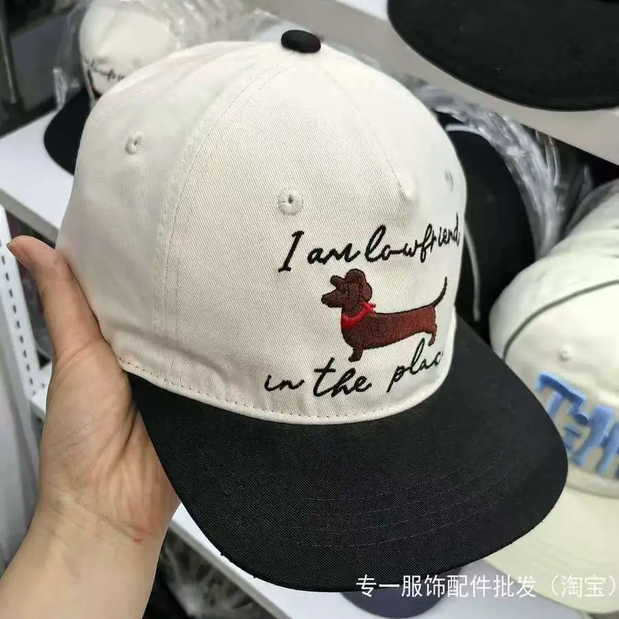 Japanese-Style Dachshund Cap for Women Spring Autumn Hip Hop Color Blocked