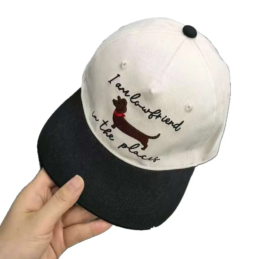 Japanese-Style Dachshund Cap for Women Spring Autumn Hip Hop Color Blocked