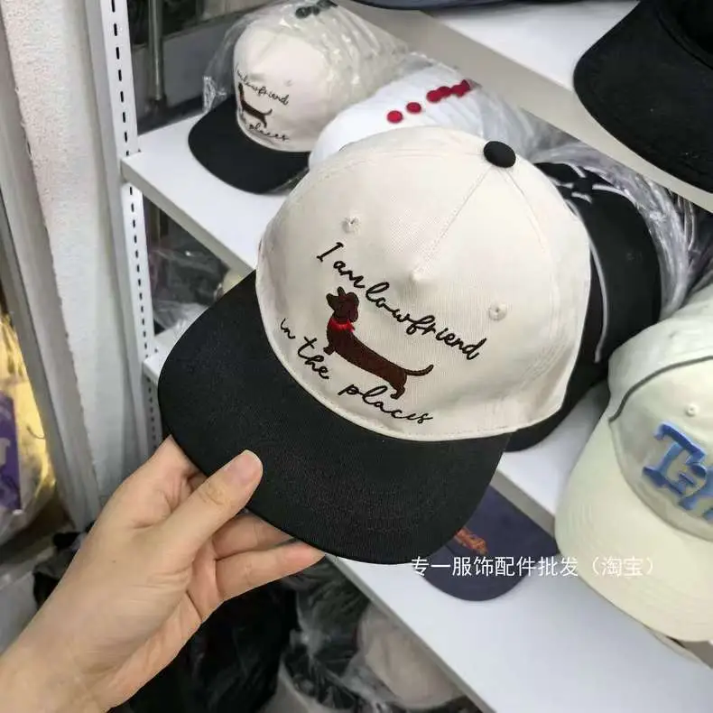 Japanese-Style Dachshund Cap for Women Spring Autumn Hip Hop Color Blocked — feature 4