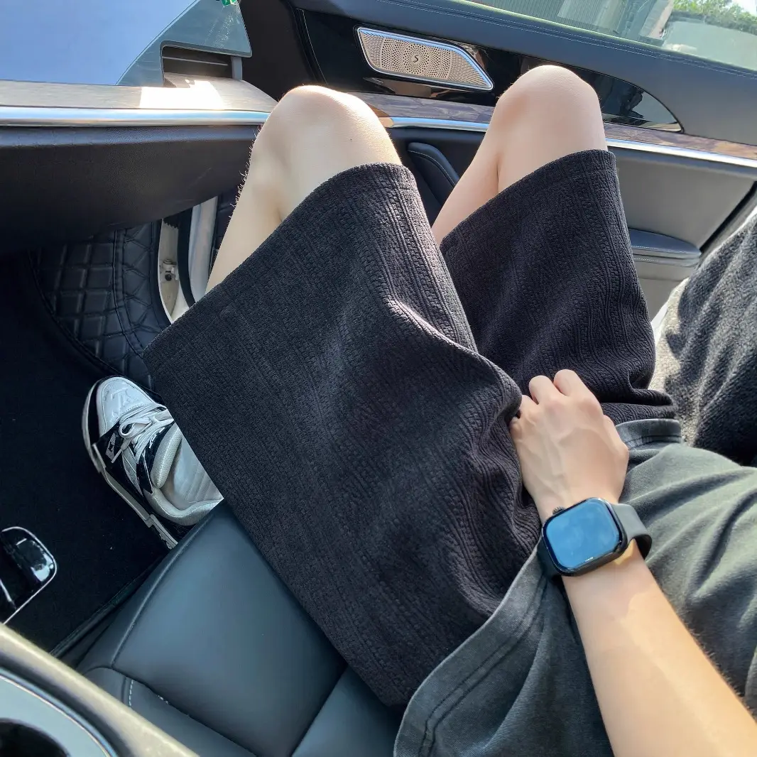 Men's Grey Jacquard Shorts New Summer Loose Fit Large