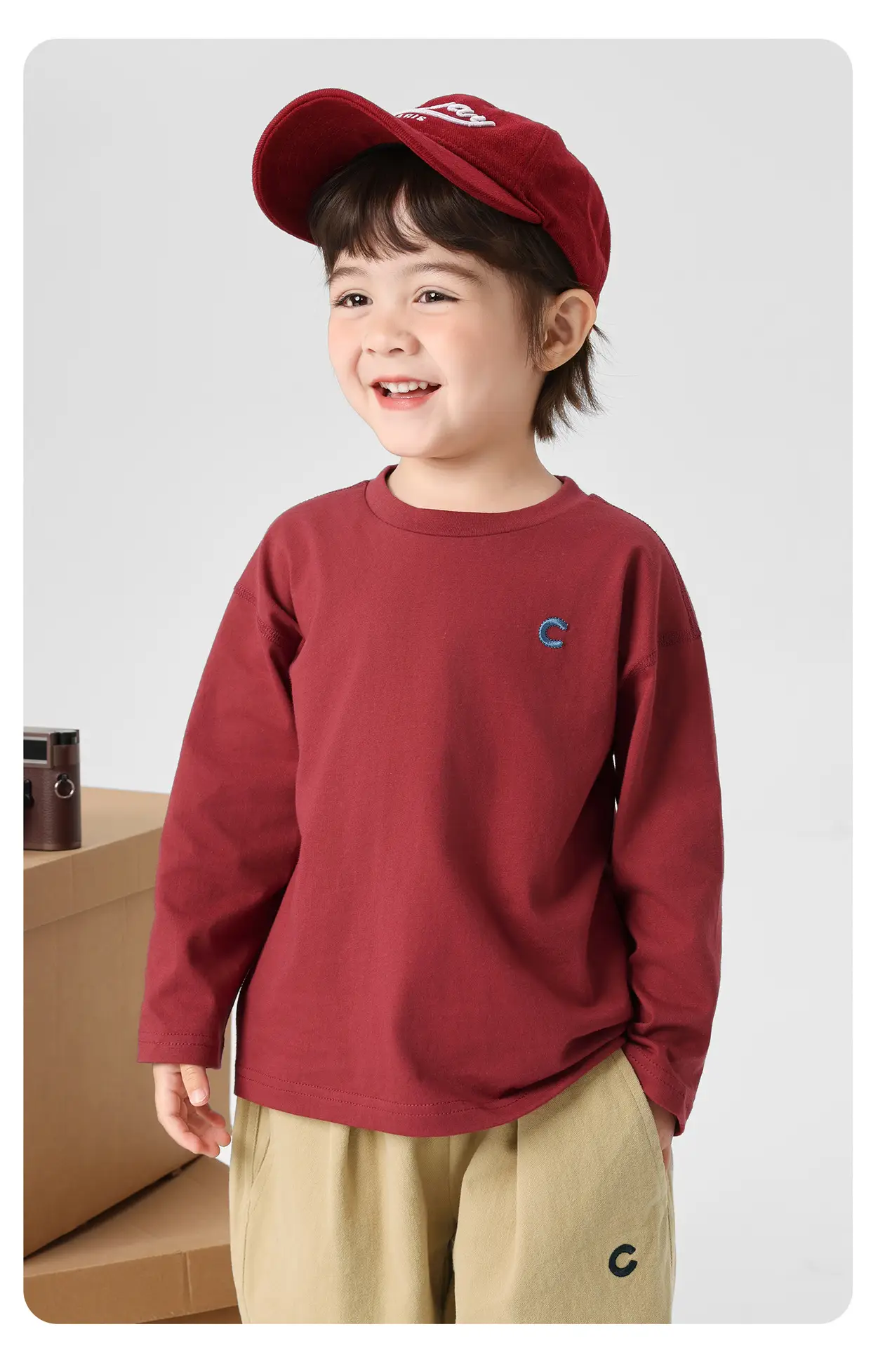 Right European Boys Cotton Long Sleeve T-Shirt Maroon 2026 — feature 25