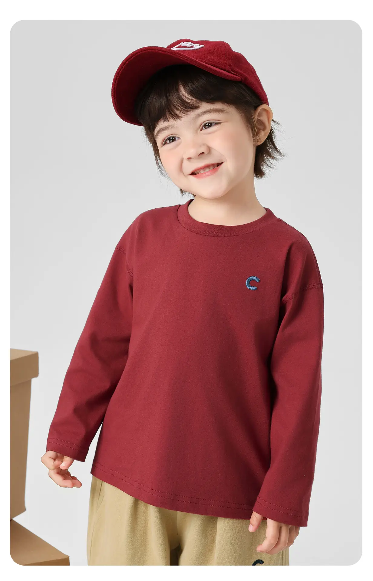 Right European Boys Cotton Long Sleeve T-Shirt Maroon 2026 — feature 26