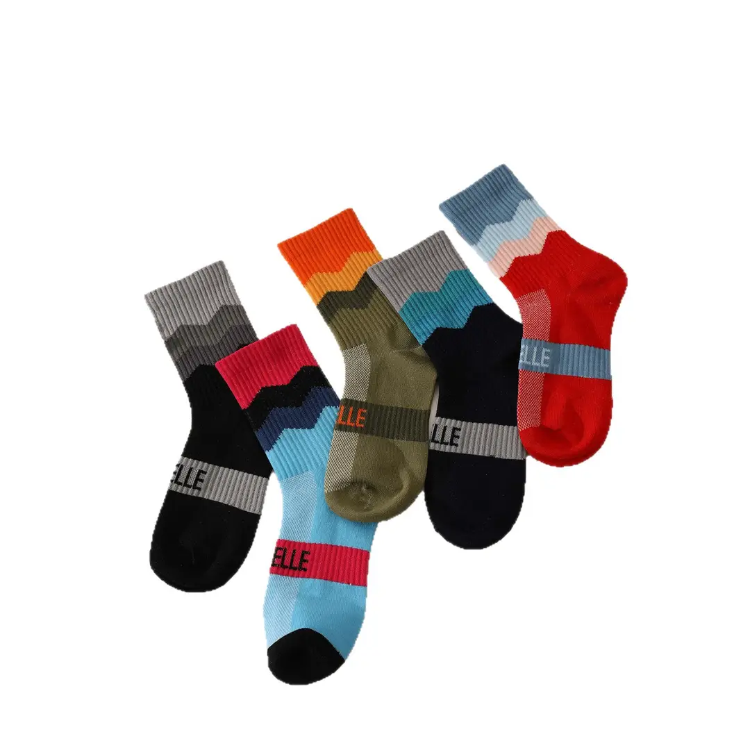 Outdoor Hiking Socks, Mid-Calf Colorful Cotton Socks, Camping Sports Skiing Wading Breathable Quick-Drying Cycling Men's Socks