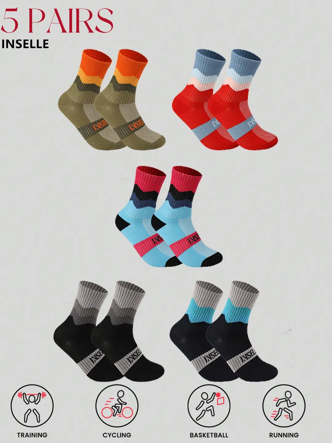 Outdoor Hiking Socks, Mid-Calf Colorful Cotton Socks, Camping Sports Skiing Wading Breathable Quick-Drying Cycling Men's Socks — feature 1