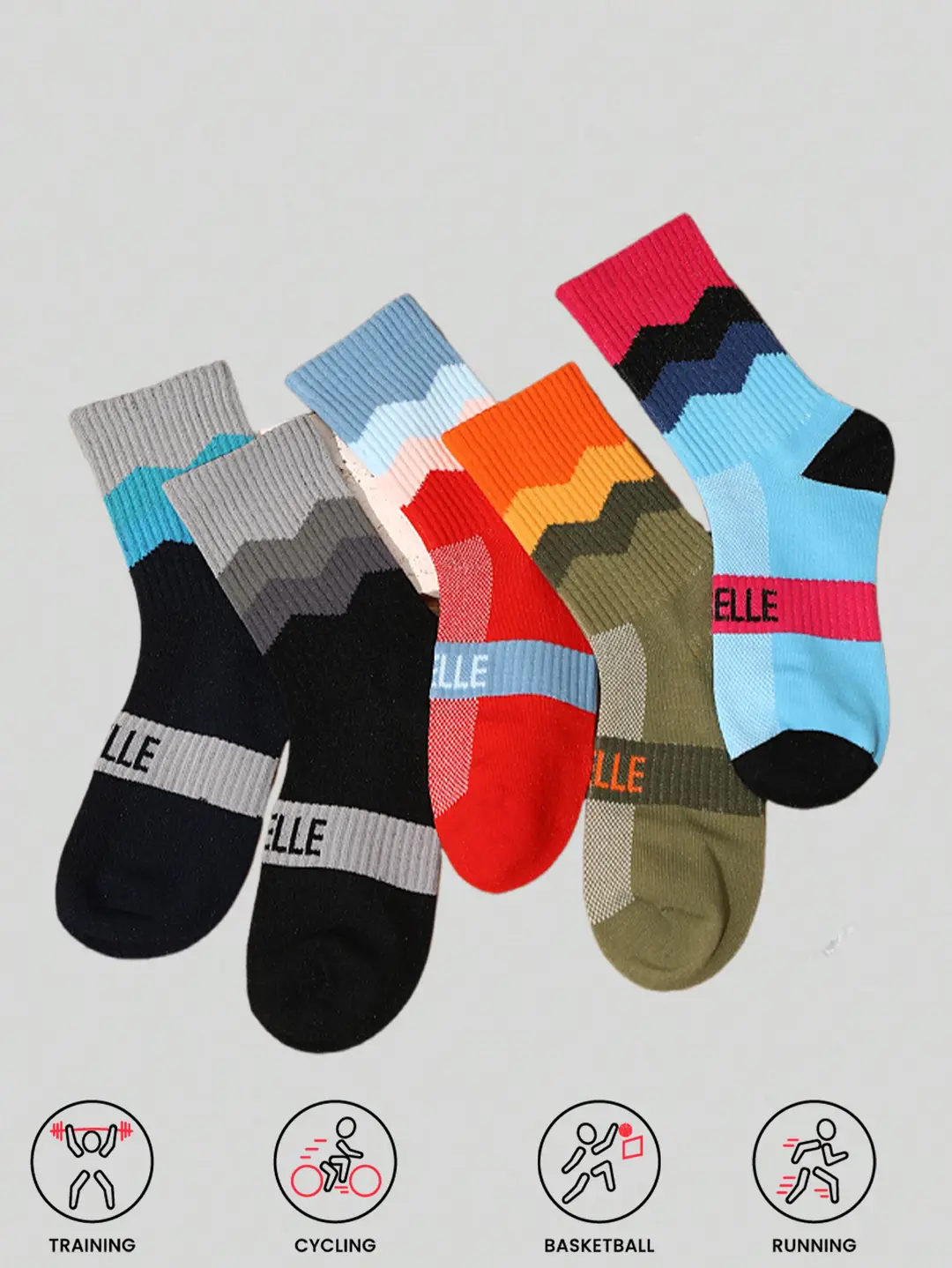 Outdoor Hiking Socks, Mid-Calf Colorful Cotton Socks, Camping Sports Skiing Wading Breathable Quick-Drying Cycling Men's Socks — feature 19