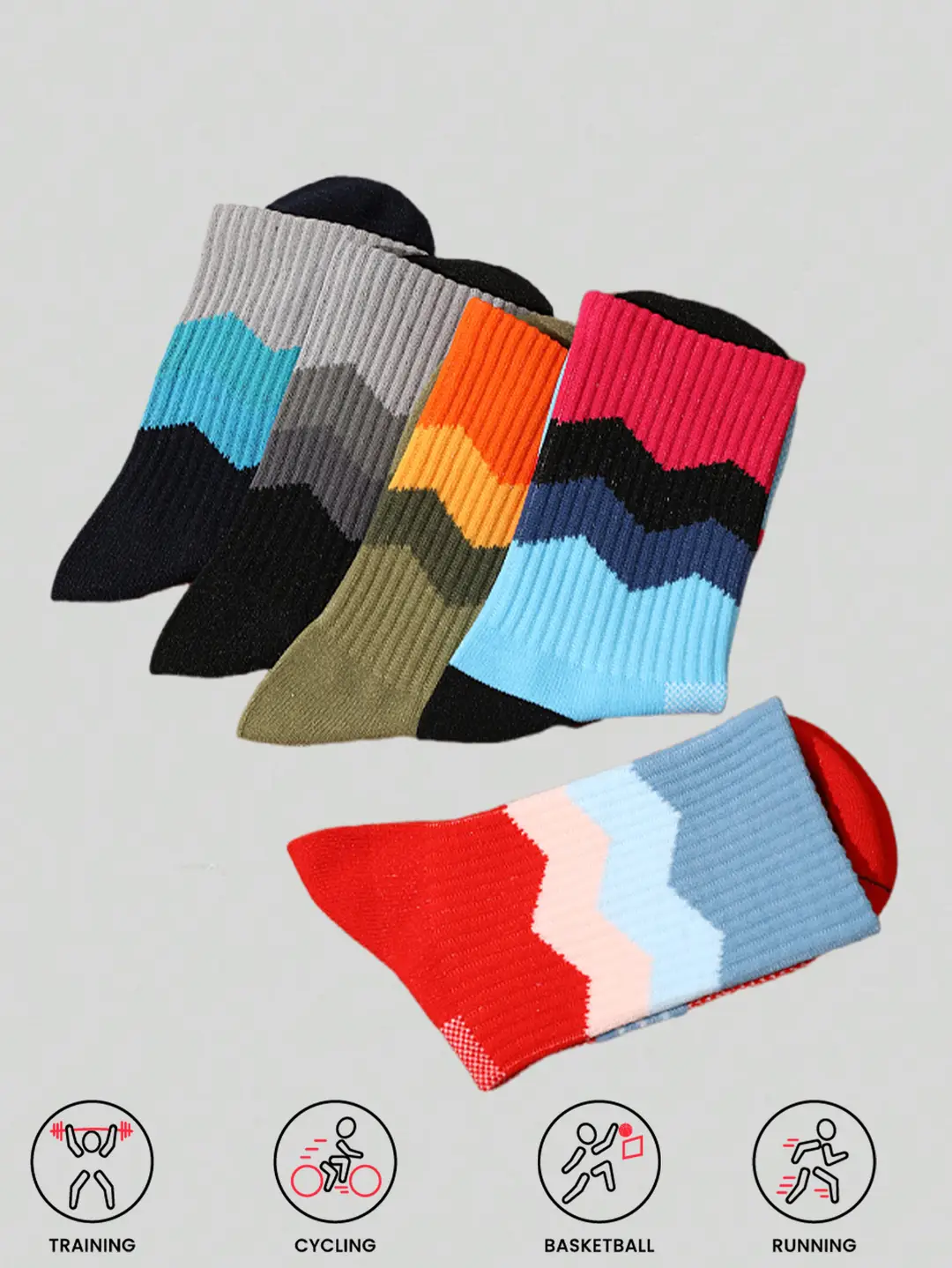 Outdoor Hiking Socks, Mid-Calf Colorful Cotton Socks, Camping Sports Skiing Wading Breathable Quick-Drying Cycling Men's Socks — feature 20