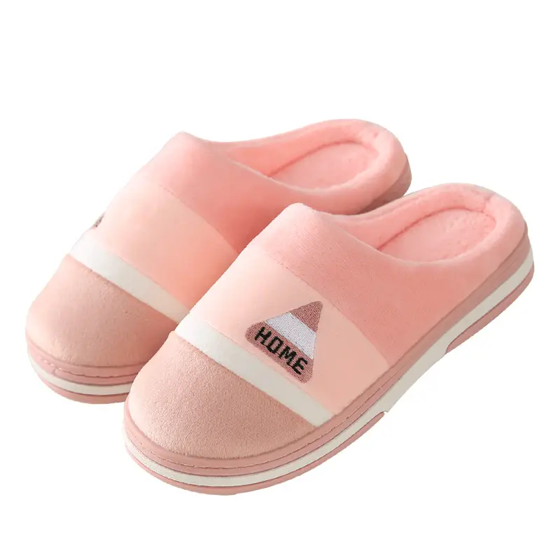 Men's Cotton Slippers for Autumn and Winter, Thick-Soled Indoor Slippers with Added Fleece for Warmth, Suitable for Home Use, Couple Slippers, Large Size for Men