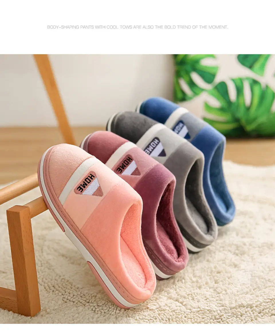 Men's Cotton Slippers for Autumn and Winter, Thick-Soled Indoor Slippers with Added Fleece for Warmth, Suitable for Home Use, Couple Slippers, Large Size for Men — feature 3