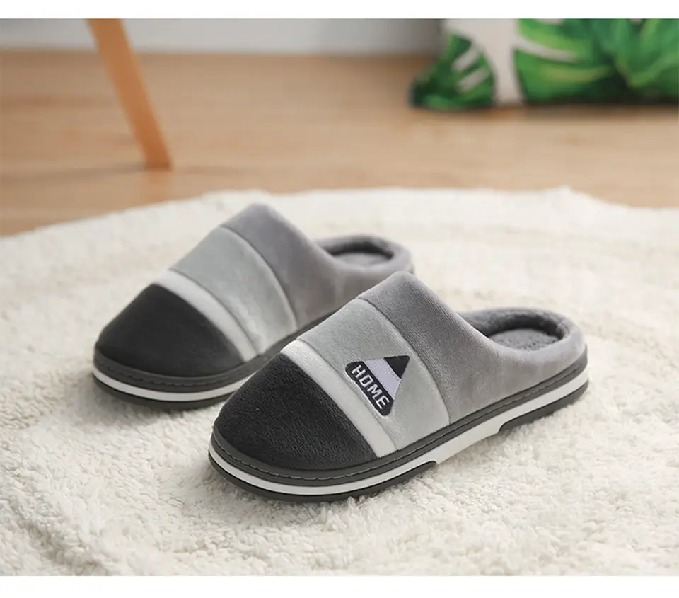 Men's Cotton Slippers for Autumn and Winter, Thick-Soled Indoor Slippers with Added Fleece for Warmth, Suitable for Home Use, Couple Slippers, Large Size for Men — feature 4