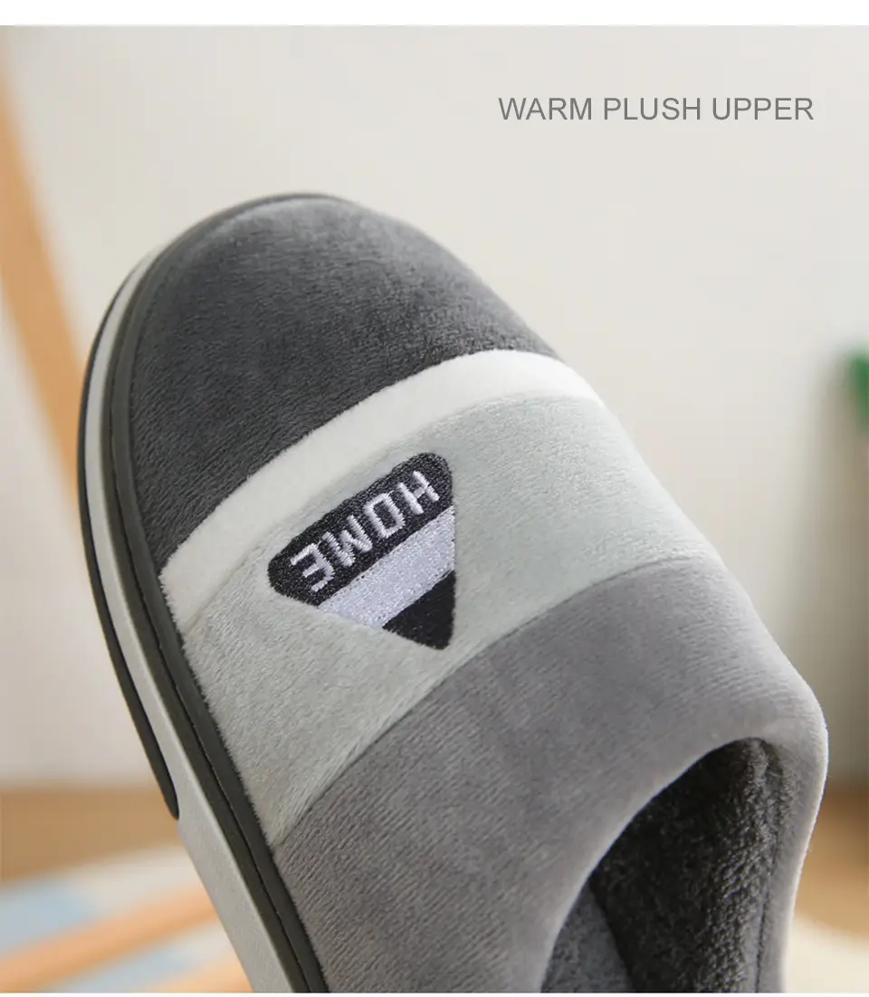 Men's Cotton Slippers for Autumn and Winter, Thick-Soled Indoor Slippers with Added Fleece for Warmth, Suitable for Home Use, Couple Slippers, Large Size for Men — feature 5