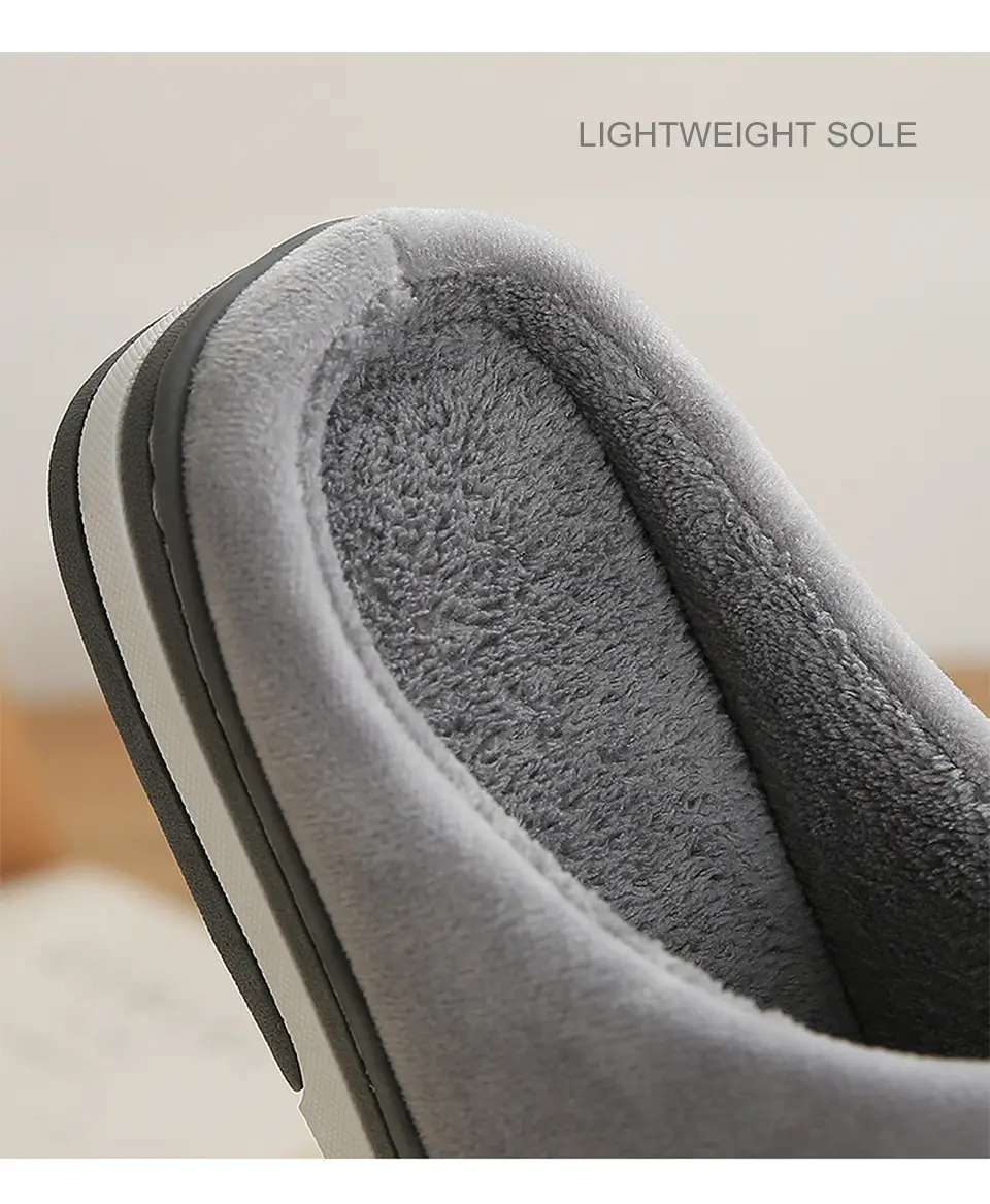 Men's Cotton Slippers for Autumn and Winter, Thick-Soled Indoor Slippers with Added Fleece for Warmth, Suitable for Home Use, Couple Slippers, Large Size for Men — feature 6
