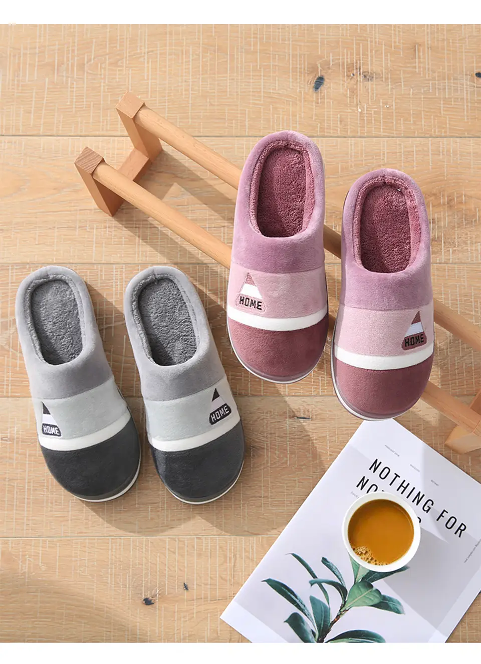 Men's Cotton Slippers for Autumn and Winter, Thick-Soled Indoor Slippers with Added Fleece for Warmth, Suitable for Home Use, Couple Slippers, Large Size for Men — feature 8