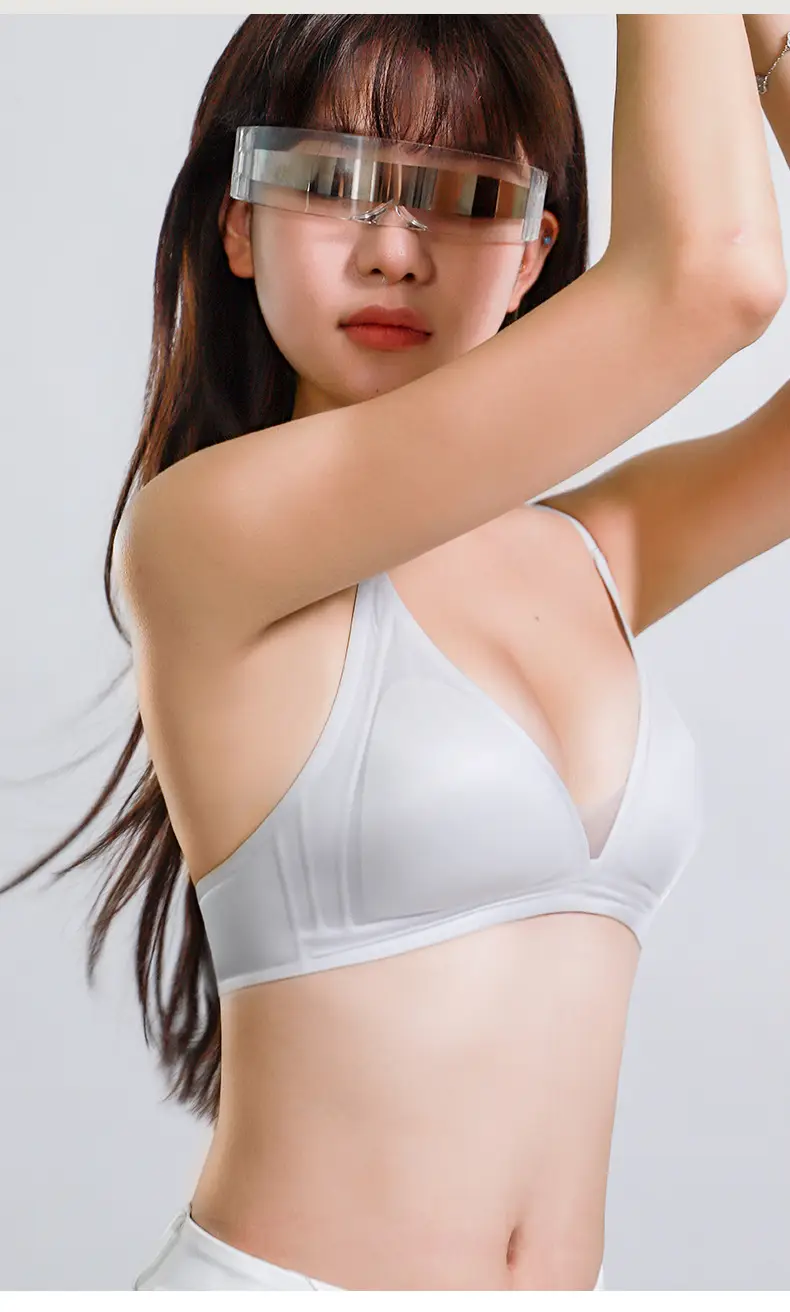 Authentic French-Style Women's Summer Thin Triangle Cup Seamless Deep V Thin Strap Anti-Sagging Side Breast Gathering Bra for Summer — feature 15