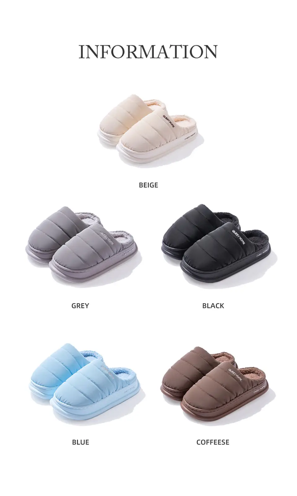 Waterproof Cotton Slippers for Men in Winter, Warm and Comfortable Indoor Home Slippers with Thick Soles, Plush, Non-Slip Cotton Slippers for Women — feature 12