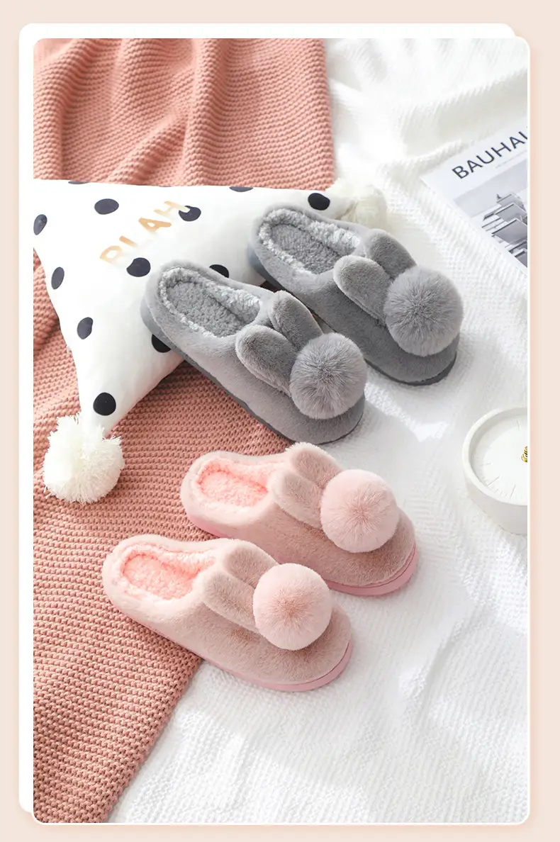 Women's Winter Cotton Slippers with Thick Soles, Non-Slip, 3D Plush, Warm, for Home Use, Indoor, Cute Couple Style, Suitable for Outdoor Wear, Closed Heel, Maternity Shoes — feature 6