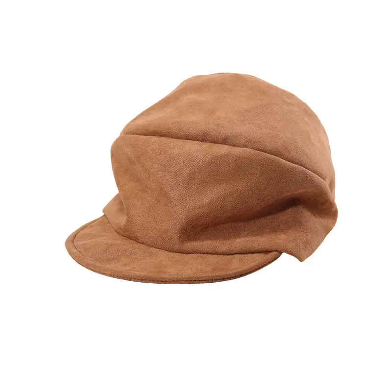 Vintage Suede Women's Hat New Large Circumference Octagonal - Image 8