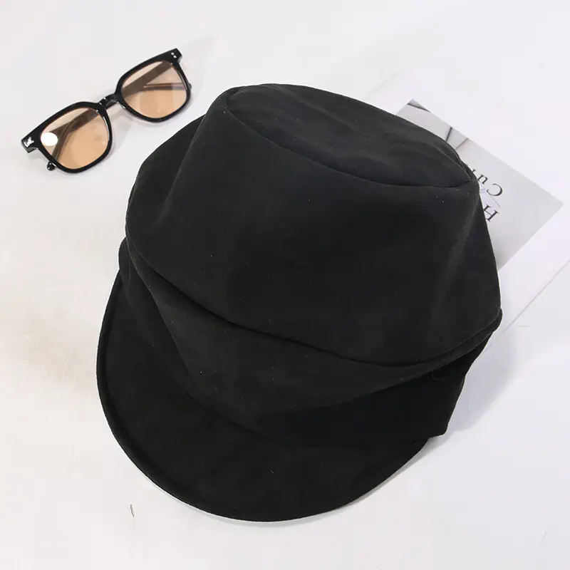 Vintage Suede Women's Hat New Large Circumference Octagonal - Image 2