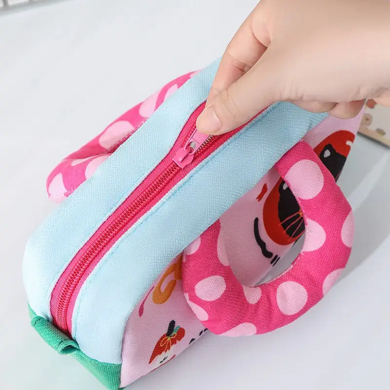Transparent Cartoon Pencil Bag Student Handbag Portable Large Capacity Multifunctional Shoulder Bag Storage Bag Stationery Pencil Bag Office - Image 5