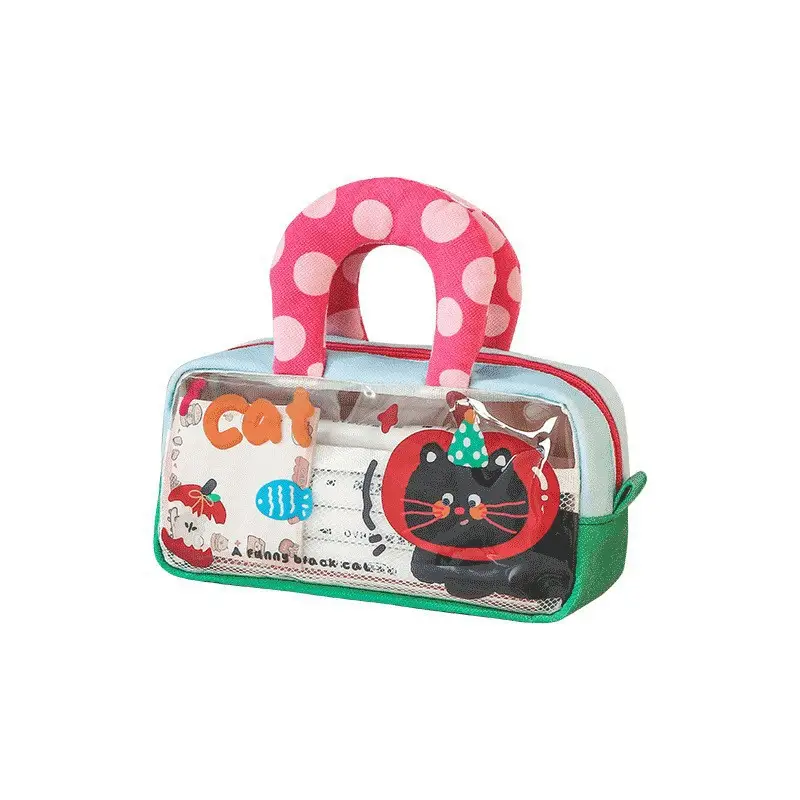 Transparent Cartoon Pencil Bag Student Handbag Portable Large Capacity Multifunctional Shoulder Bag Storage Bag Stationery Pencil Bag Office - Image 7