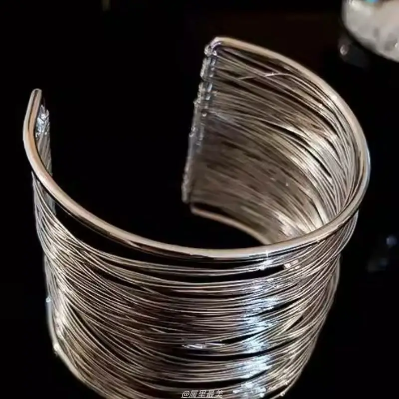 European and American Style Gold Open Bracelet, Niche Exaggerated Design Bracelet, Personalized Cool Girl Style Jewelry, Silver Arm Band