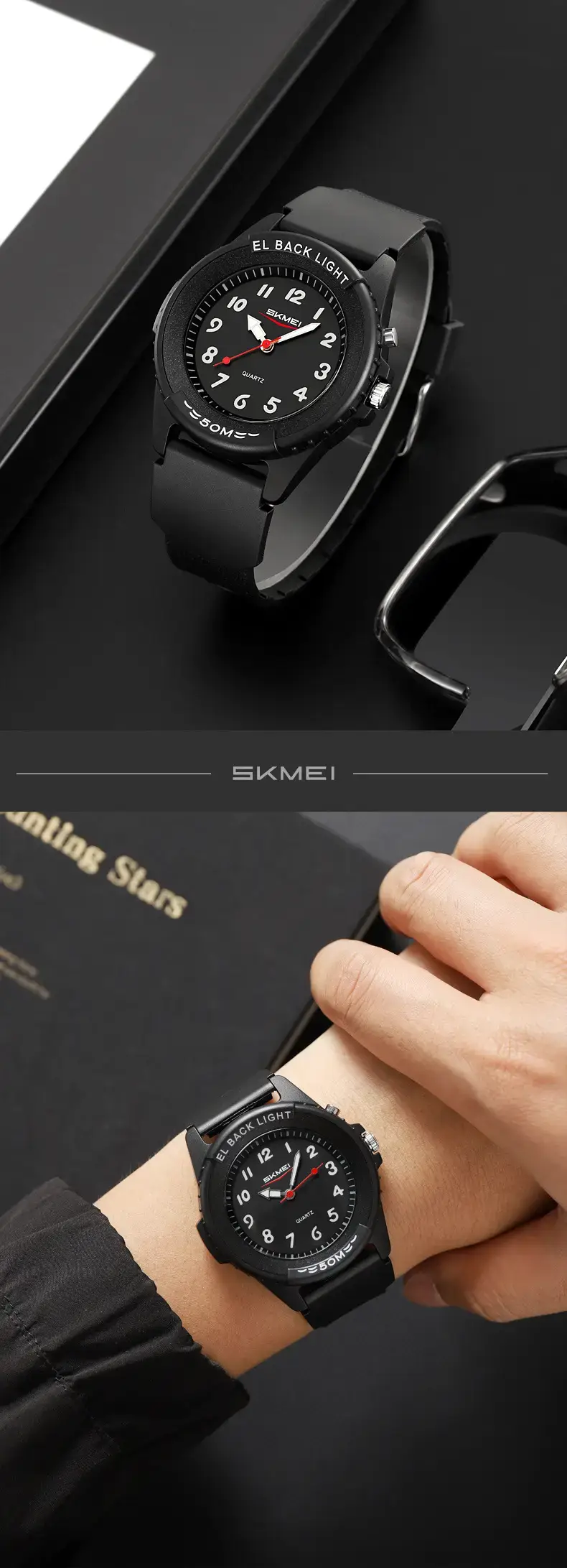 Shameel Black LED Watch for Men Women Waterproof — feature 18