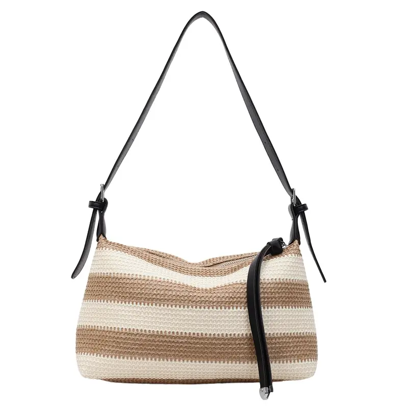Women Striped Cotton Shoulder Bag 2025 Summer - Image 8