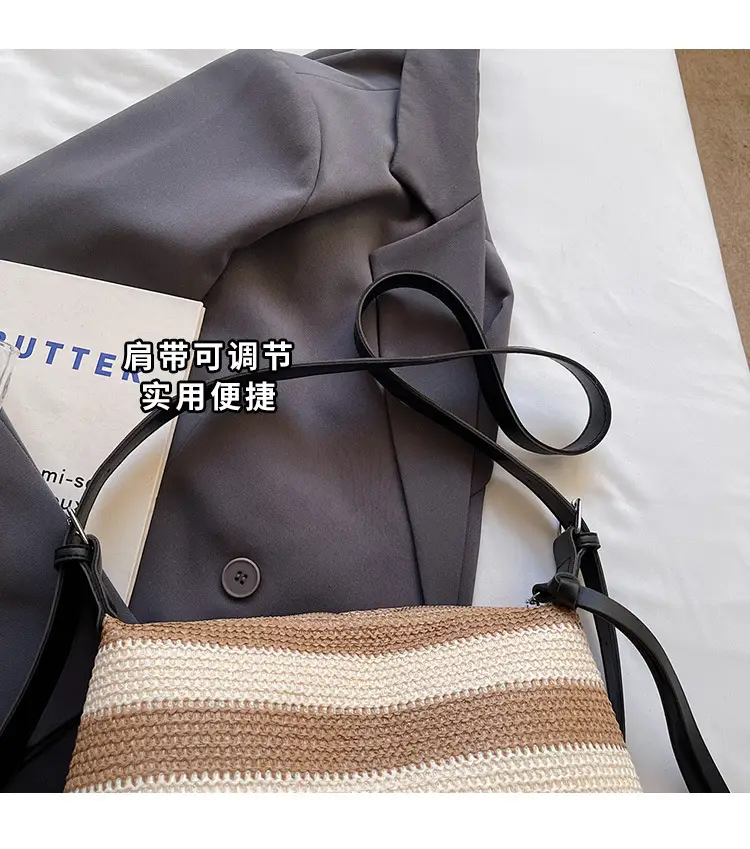 Women Striped Cotton Shoulder Bag 2025 Summer — feature 6