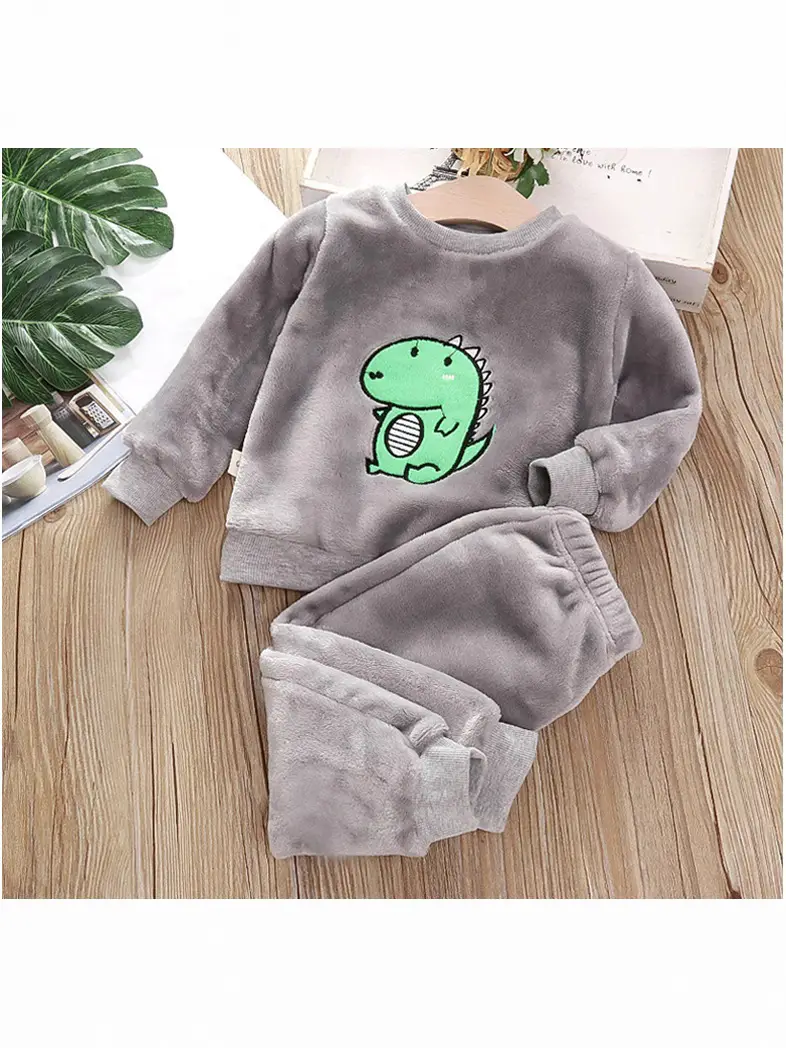 Baby Flannel Set, Kidsren's Winter Warm Pajamas for Boys and Girls, Thickeneded Home Clothes Two-Piece Set