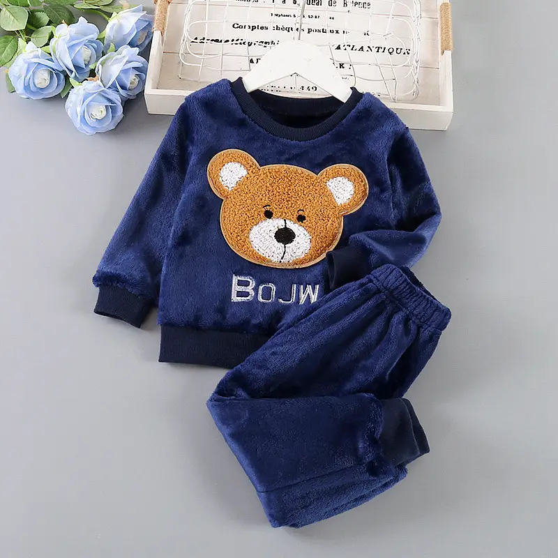 Baby Flannel Set, Kidsren's Winter Warm Pajamas for Boys and Girls, Thickeneded Home Clothes Two-Piece Set — feature 11