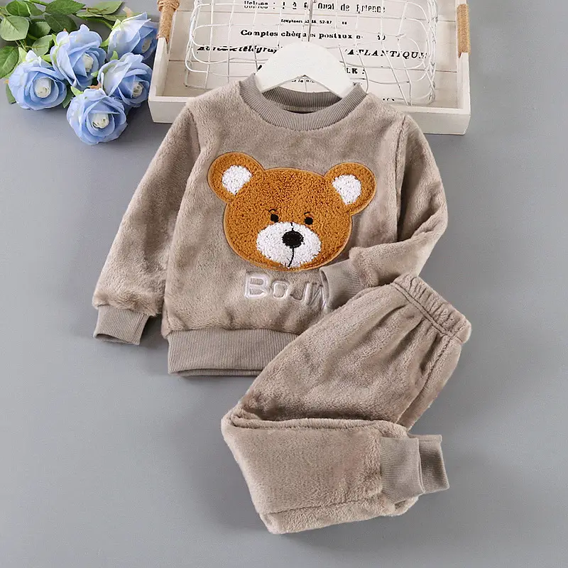 Baby Flannel Set, Kidsren's Winter Warm Pajamas for Boys and Girls, Thickeneded Home Clothes Two-Piece Set — feature 12