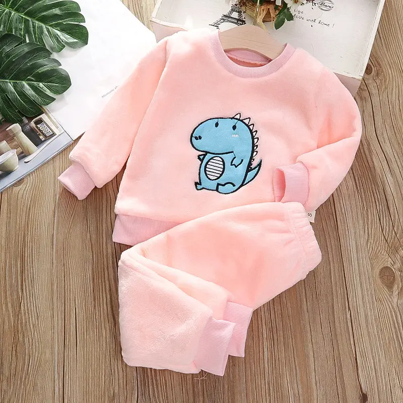 Baby Flannel Set, Kidsren's Winter Warm Pajamas for Boys and Girls, Thickeneded Home Clothes Two-Piece Set — feature 15