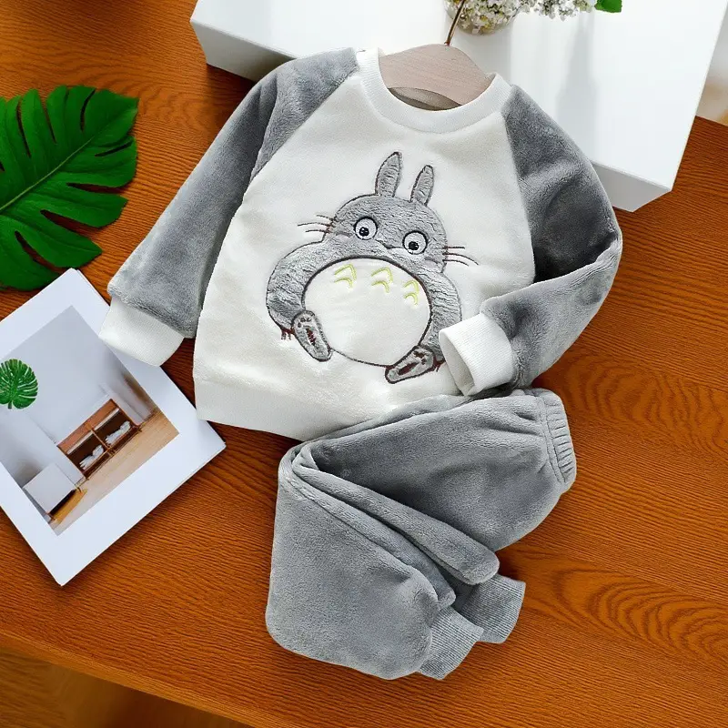 Baby Flannel Set, Kidsren's Winter Warm Pajamas for Boys and Girls, Thickeneded Home Clothes Two-Piece Set — feature 17