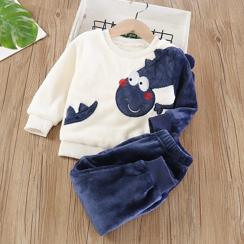 Baby Flannel Set, Kidsren's Winter Warm Pajamas for Boys and Girls, Thickeneded Home Clothes Two-Piece Set