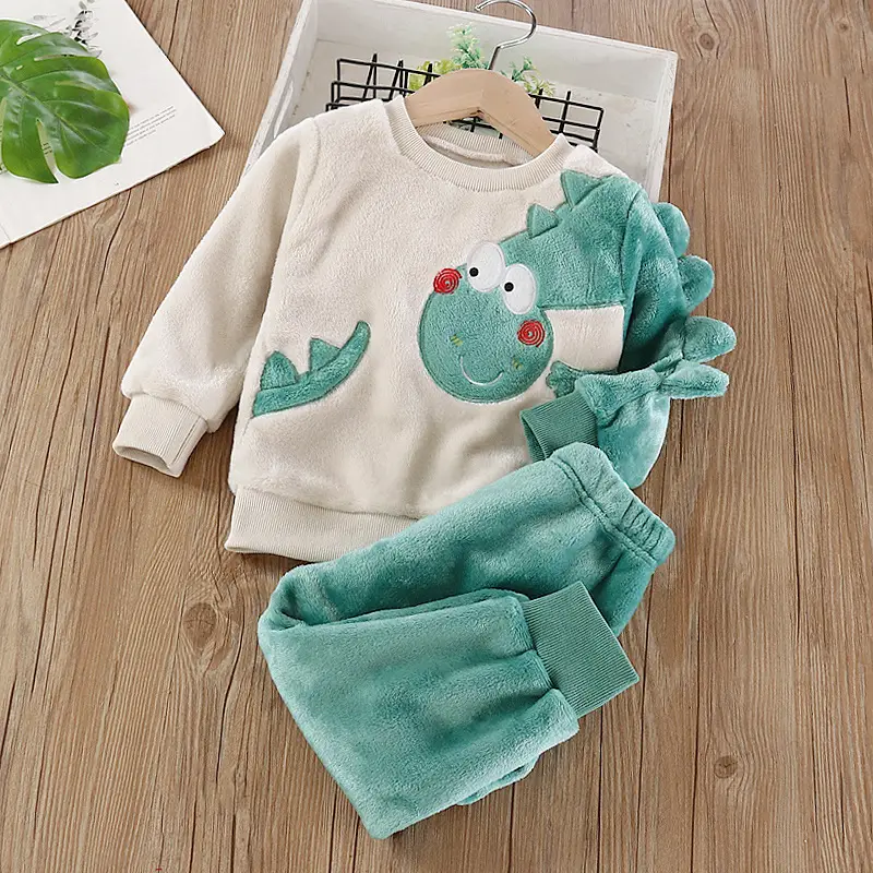 Baby Flannel Set, Kidsren's Winter Warm Pajamas for Boys and Girls, Thickeneded Home Clothes Two-Piece Set