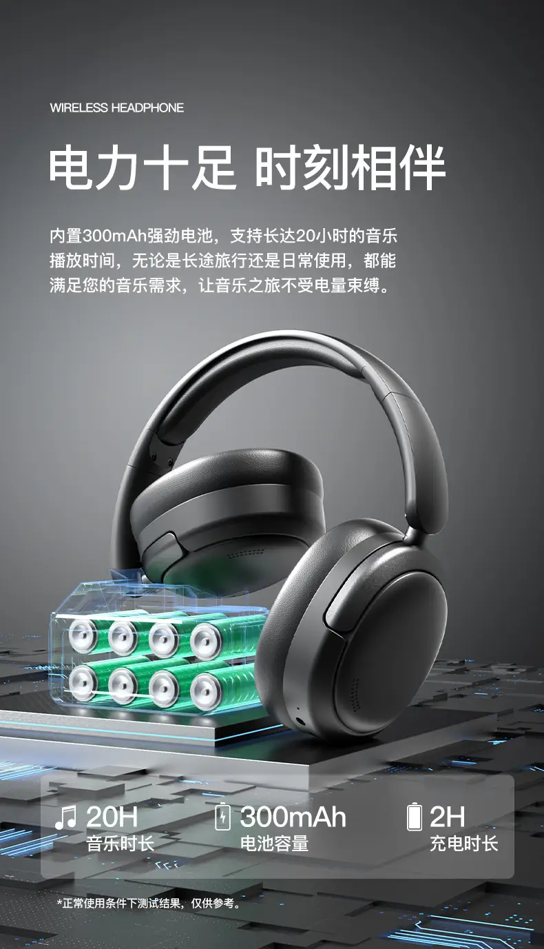 Over-Ear Wireless Bluetooth Headphones Black Noise Reduction — feature 22